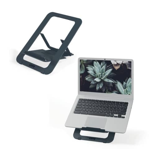Supporto per laptop regolabile ultrapiatto in alluminio Leitz Ergo grigio scuro - 300x10x210 mm - 63460089